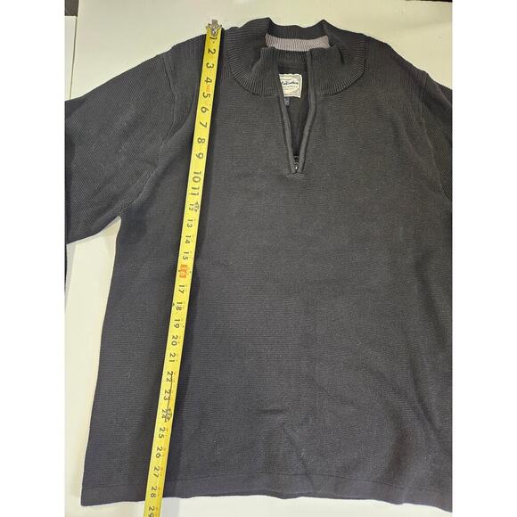 Flag & Anthem Pullover Sweater Men's Size XL Black Knit 1/4 Zip Long Sleeve - Picture 3 of 6